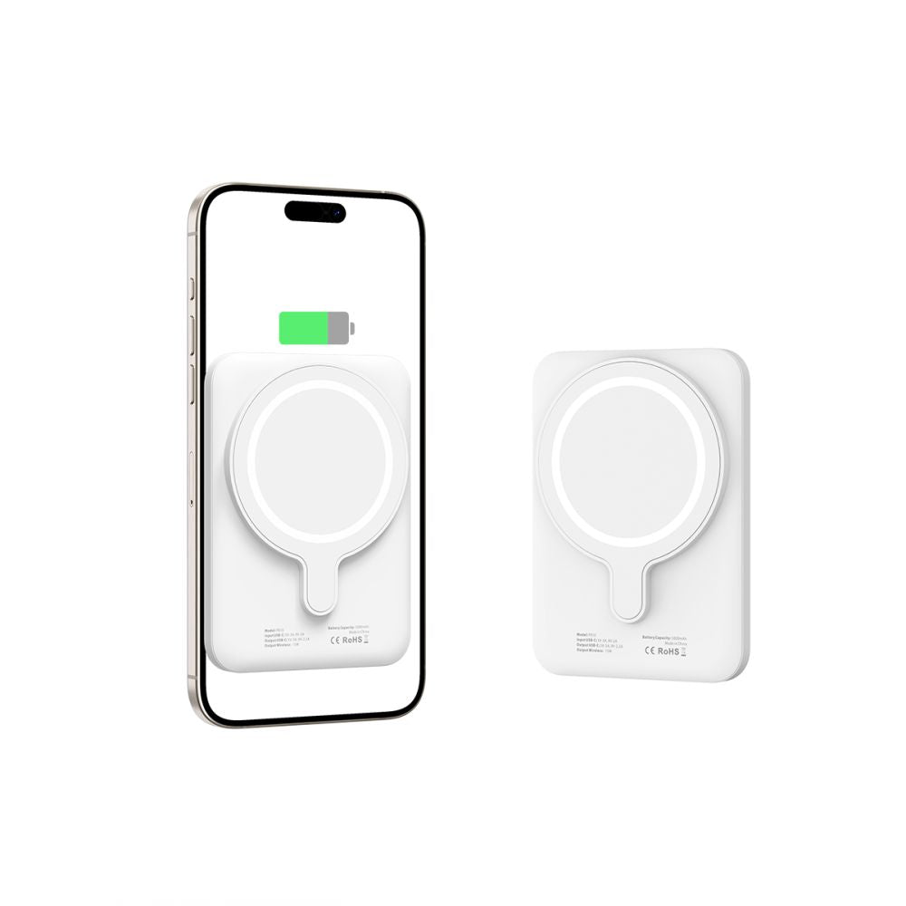 External Wireless Battery Tech-Protect PB10 LifeMag, 5000mAh, 15W, PD + FQI, 1 x QI - 1 x USB-C, White
