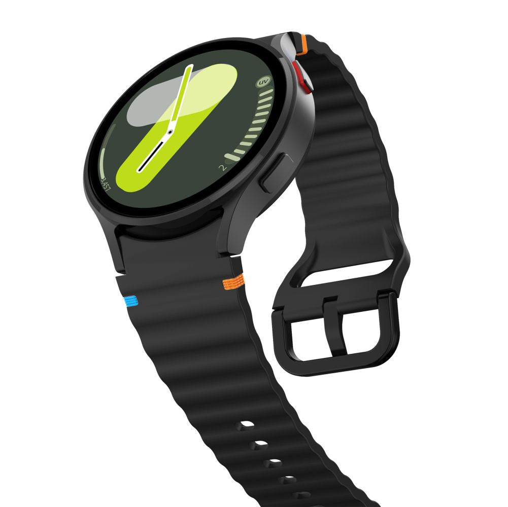 Tech-Protect Silicone Sport Strap for Samsung Galaxy Watch7 / Watch FE / Watch6 / Watch5 / Watch4 Series, Black 