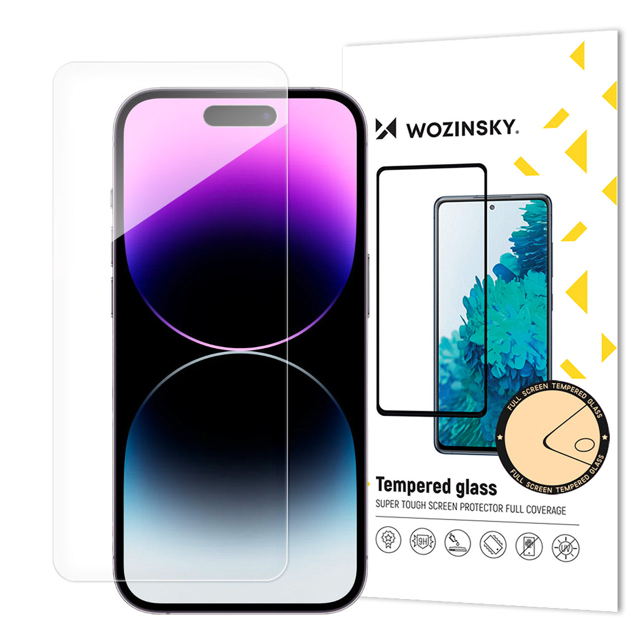 WZK Screen Protector for Apple iPhone 15 Pro, Shielded Glass, Full Glue